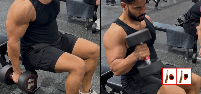 Dumbbell hammer curl with PUMPZ
